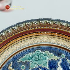 Đĩa Trưng Bày Đắp Nổi Vẽ Màu Phượng Hoàng Tung Cánh
