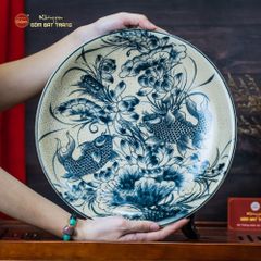 Đĩa Trưng Bày Men Rạn Song Ngư Cát Hạnh