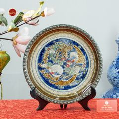 Đĩa Trưng Bày Đắp Nổi Vẽ Màu Chim Phượng