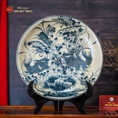 Đĩa Trưng Bày Men Rạn Song Ngư Cát Hạnh