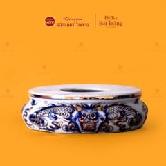 Đỉnh Hương Thờ Men Lam Vẽ Vàng Họa Tiết Thanh Long