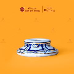 Mâm Bồng Men Lam Nổi Long Phụng Trình Tường Vẽ Vàng