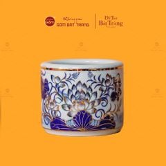 Bát Hương Men Lam Vẽ Vàng Họa Tiết Hoa Sen