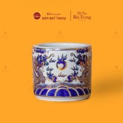 Bát Hương Men Lam Vẽ Vàng Song Long Chầu Ngọc