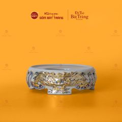 Bát Hương Men Hoàng Tộc Vẽ Vàng Họa Tiết Song Long Chầu Nguyệt