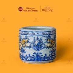 Bát Hương Thờ Men Rạn Họa Tiết Song Long Chầu Nguyệt