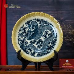 Đĩa Trưng Bày Men Hoàng Thổ Độc Long Đẳng Vân