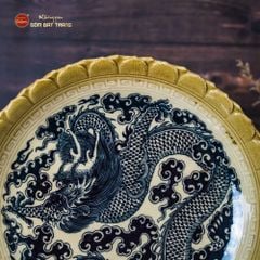 Đĩa Trưng Bày Men Hoàng Thổ Độc Long Đẳng Vân