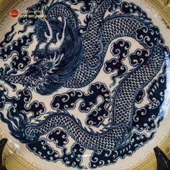 Đĩa Trưng Bày Men Hoàng Thổ Độc Long Đẳng Vân