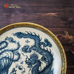 Đĩa Trưng Bày Men Rạn Bọc Đồng Long Phụng Trình Tường