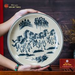 Đĩa Trưng Bày Men Rạn Bát Mã Truy Phong