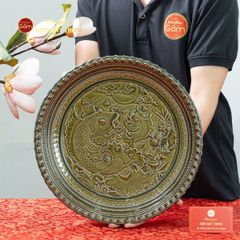 Đĩa Trưng Bày Đắp Nổi Cá Chép Hoa Sen