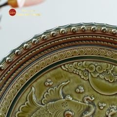 Đĩa Trưng Bày Đắp Nổi Cá Chép Hoa Sen