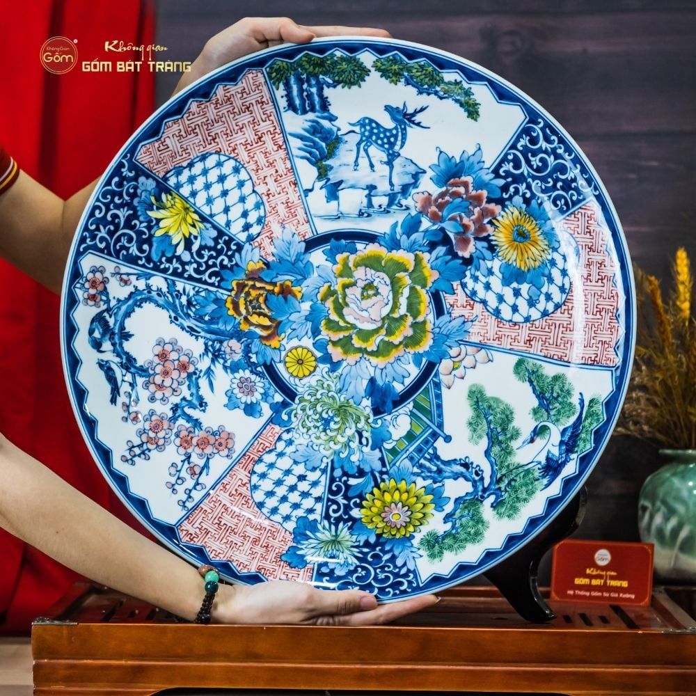 Đĩa Trưng Bày Lam Huế Ngũ Sắc Tứ Quý