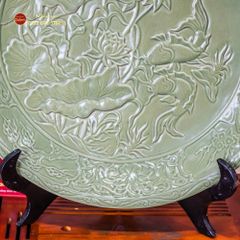 Đĩa Trưng Bày Men Ngọc Song Ngư Cát Hạnh