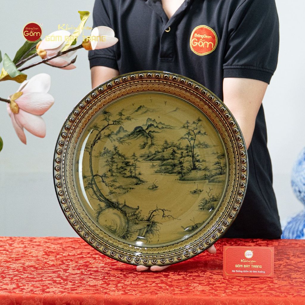 Đĩa Trưng Bày Vẽ Cảnh Sơn Thủy