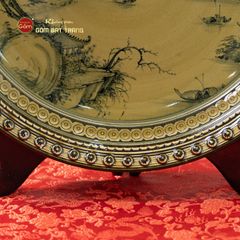 Đĩa Trưng Bày Vẽ Cảnh Sơn Thủy