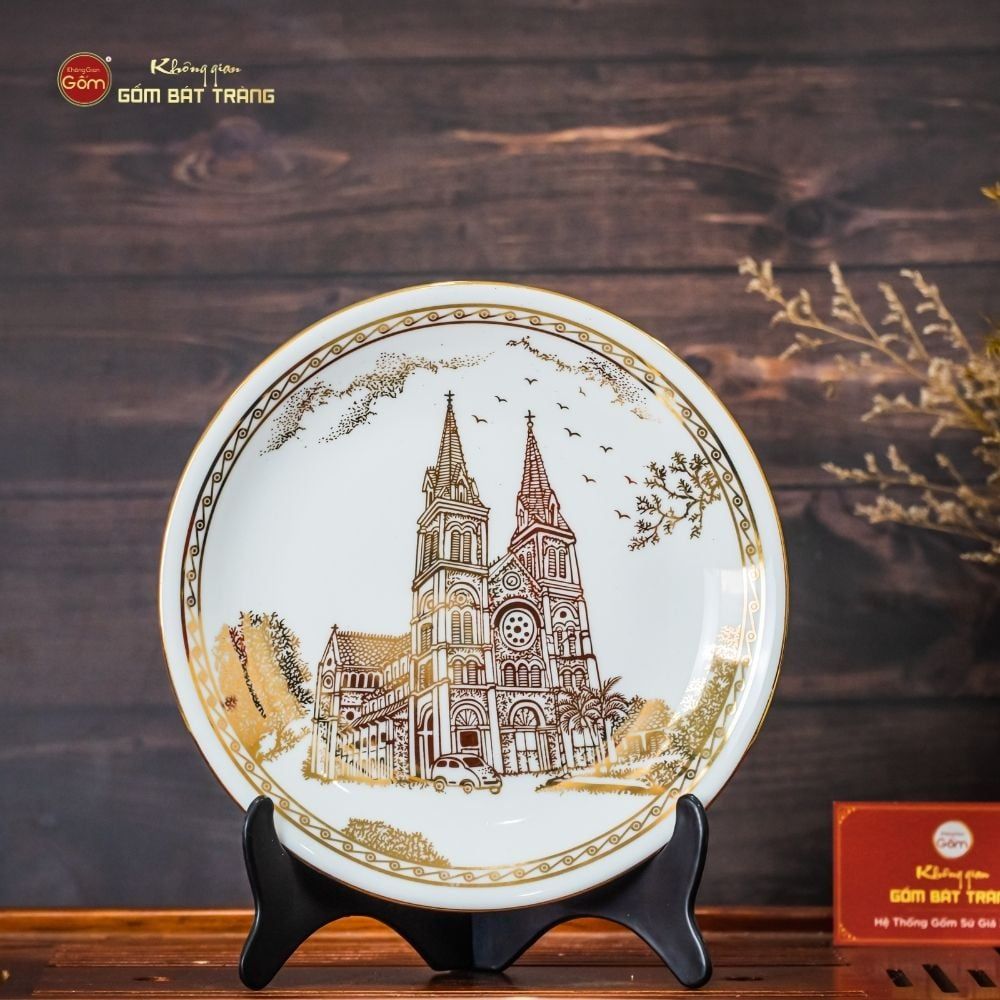 Đĩa Cảnh Trưng Bày Vẽ Vàng