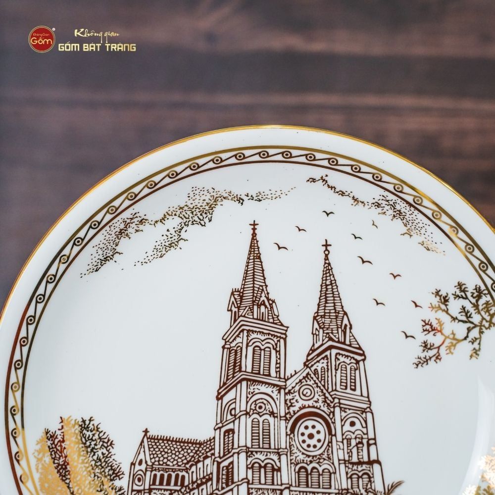 Đĩa Cảnh Trưng Bày Vẽ Vàng