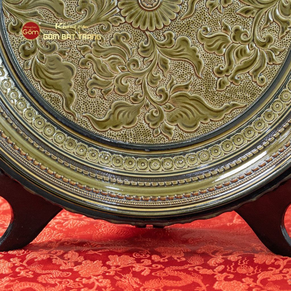 Đĩa Trưng Bày Đắp Nổi Hoa Dây