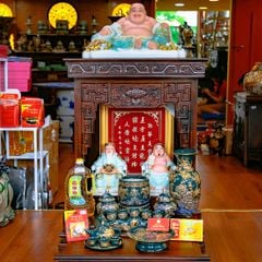 Bộ Đồ Thờ Thần Tài Thổ Địa Xanh Lục Vẽ Vàng