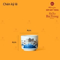 Bộ Kỷ Ngai 3 Chén Thờ Men Lam Vẽ Vàng Họa Tiết Hoa Sen