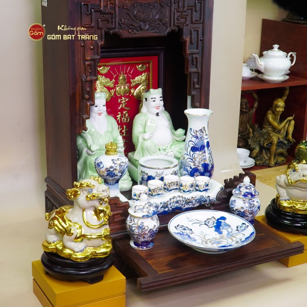 Bộ Tượng Thần Tài Thổ Địa Men Ngọc