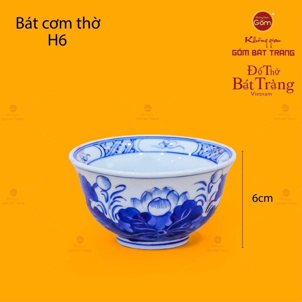 Bát Cơm Men Lam Họa Tiết Hoa Sen
