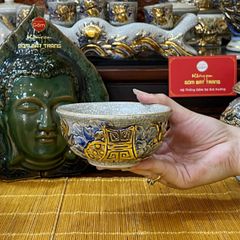 Bát Cơm Thờ Men Rạn Vẽ Vàng