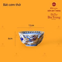 Bát Cơm Thờ Men Lam Nổi Kim Long Đẳng Vân Vẽ Vàng