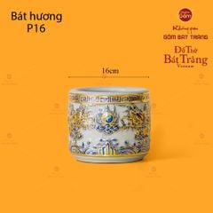 Bát Hương Men Hoàng Tộc Vẽ Vàng Họa Tiết Song Long Chầu Nguyệt
