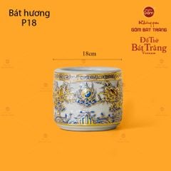 Bát Hương Men Hoàng Tộc Vẽ Vàng Họa Tiết Song Long Chầu Nguyệt