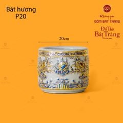 Bát Hương Men Hoàng Tộc Vẽ Vàng Họa Tiết Song Long Chầu Nguyệt