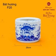 Bát Hương Men Lam Họa Tiết Hoa Sen
