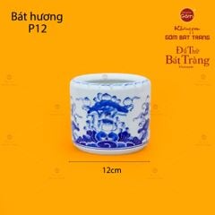 Bát Hương Men Lam Họa Tiết Hoa Sen
