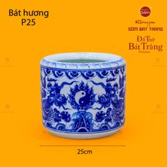 Bát Hương Men Lam Họa Tiết Song Long Chầu Nguyệt