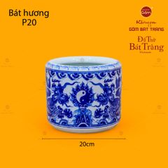 Bát Hương Men Lam Họa Tiết Song Long Chầu Nguyệt