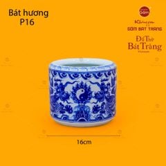 Bát Hương Men Lam Họa Tiết Song Long Chầu Nguyệt
