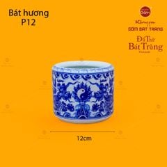 Bát Hương Men Lam Họa Tiết Song Long Chầu Nguyệt