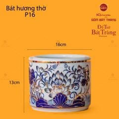 Bát Hương Men Lam Vẽ Vàng Họa Tiết Hoa Sen