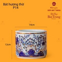 Bát Hương Men Lam Vẽ Vàng Họa Tiết Hoa Sen