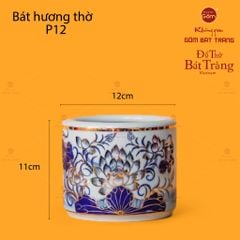 Bát Hương Men Lam Vẽ Vàng Họa Tiết Hoa Sen