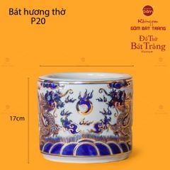 Bát Hương Men Lam Vẽ Vàng Song Long Chầu Ngọc