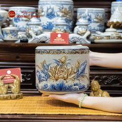 Bát Hương Thờ Men Rạn Họa Tiết Hoa Sen