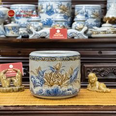 Bát Hương Thờ Men Rạn Họa Tiết Hoa Sen