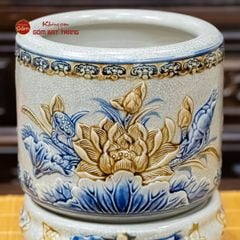 Bát Hương Thờ Men Rạn Họa Tiết Hoa Sen