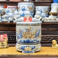 Bát Hương Thờ Men Rạn Họa Tiết Hoa Sen
