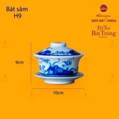 Bát Sâm Men Lam Họa Tiết Hoa Sen