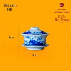 Bát Sâm Men Lam Họa Tiết Hoa Sen