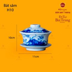 Bát Sâm Men Lam Họa Tiết Hoa Sen